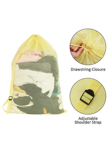 Daly Kate 3 Pack Mesh Laundry Bags With Adjustable Single Shoulder Straps 24" X 36" Sturdy Nylon Material Laundry Liners With Drawstring Closure For College, Dorm And Apartment #TOP2