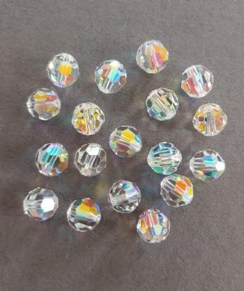 Vintage Authentic 5000 Round Bead 8mm Crystal AB (18 Pieces). Made in Austria