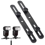 2 Pcs Dual Selfie Light Holder Tripod Mount Stand 10 '' Flash Bracket Dual Camera Mount Extension Bar 1/4 Screw Tripod Mounts Straight Flash Brackets for DSLR Camera LED Light Video Microphone
