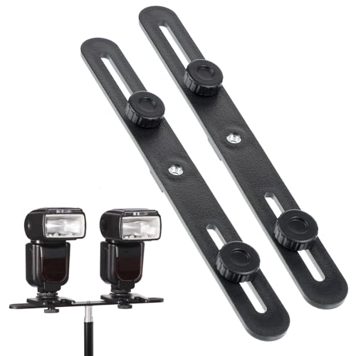 2 Pcs Dual Selfie Light Holder Tripod Mount Stand 10 \'\' Flash Bracket Dual Camera Mount Extension Bar 1/4 Screw Tripod Mounts Straight Flash Brackets for DSLR Camera LED Light Video Microphone