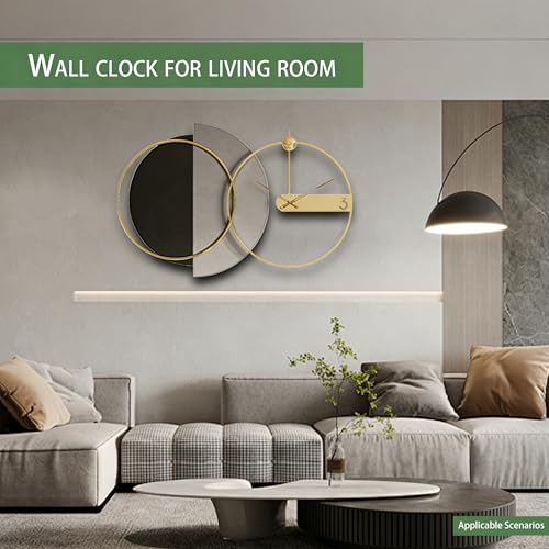Mid Century Modern Wall Clock 3D Luxury Large Geometric Silent Non Ticking for Living Room, 43X27.5" Giant Ring Abstract Art Clock for Wall, Big Unique Metal Fancy Clock Wall Decor for Bedroom Kitchen by PSYCHE GOD - Image 3