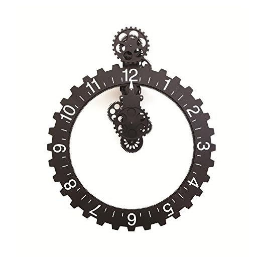 Kikkerland Big Wheel Hour Wall Clock, Black