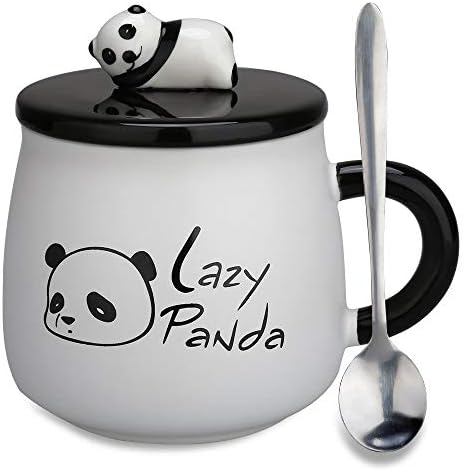 Panda Mug Gifts Tea Cups with Lids/Spoon for Friend Teen Girls/Girlfriends/Women/Mum(Lazy Panda)