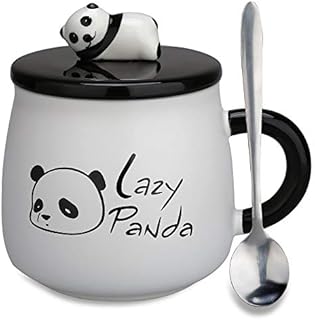 Panda Mug Gifts Tea Cups with Lids/Spoon for Friend Teen Girls/Girlfriends/Women/Mum(Lazy Panda)