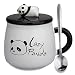 Produktbild Doublewhale Panda Tasse,Geschenk für Mama,14oz/400ml Kaffeebecher 3D Muttertagsgeschenk Muttertag Kaffeetasse mit Löffel Deckel Tee Cup