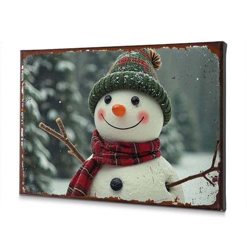 Toile de Pâques bonhomme de neige 40x60cm pour habiller un mur vide de salon ou salle de bain