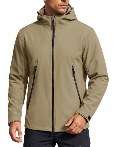 TACVASEN Men's Waterproof Softshell Jacket with Hood Lightweight Fleece