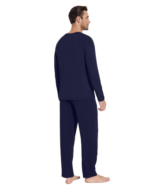 WiWi Men's Pajamas Set Lightweight Sleepwear Long Sleeve Sleep Shirt and Long Pants Viscose from Bamboo Lounge Sets S-XXL2
