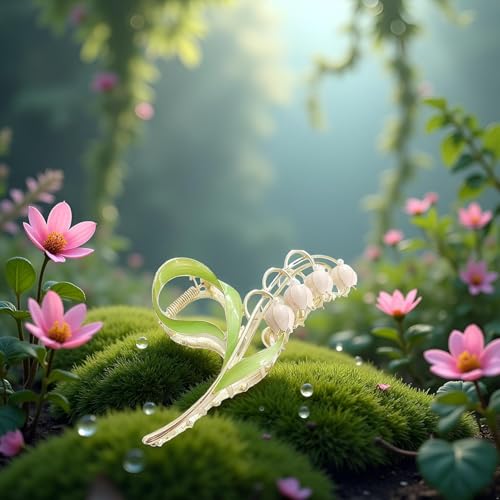 Haarklammern, Motiv: Maiglöckchen, groß, Metall, Orchideenklammer, Lilien-Kieferklemme, Haarstyling-Zubehör für dicke, dünne Clips und Haarspangen, Rosa
