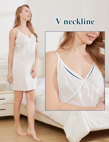 Image of BEAUTELICATE Women Washed 100% Cotton Full Slip Dress