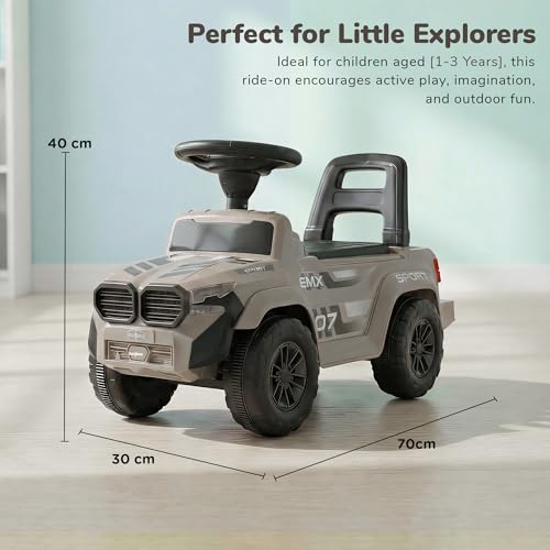 Image of Baybee Nitro Ride on Cars for Kids | Portable Ride on Jeep with High Backrest & Toy Storage | Baby Push Ride ons Toys Car with Music & LED Light | Outdoor Kids Cars for 1 to 3 Years Boy Girl (Desert)