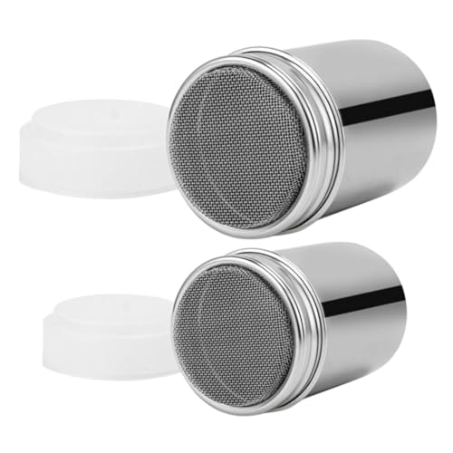 MOLUCKFU Stainless Steel Powder 2pc Sugar Cocoa Duster Lid Non-slip Design Ideal for Baking