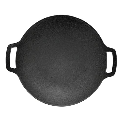 Cast Iron Frying Pan | Portable BBQ Cream for Camping and Cooking - Circular Non-Stick Frying Pan for Stew and Grill, Compatible with Induction Hot Griddle, Burner A, Range e