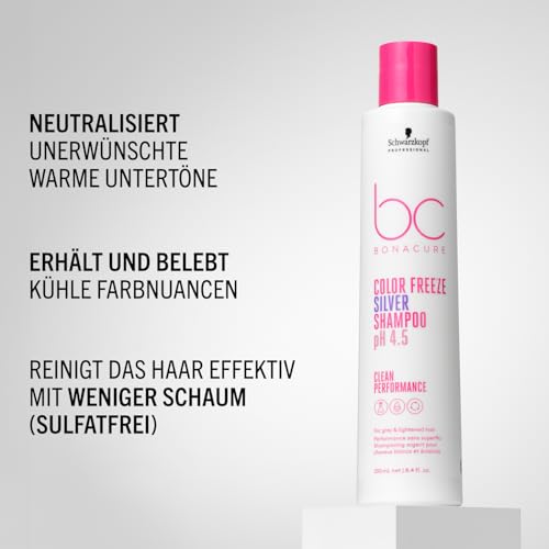 Foto von Schwarzkopf Professional Bonacure Color Freeze Silber Shampoo Für Blondes Graues Aufgehelltes Haar Entfernt Gelbstiche Frischt Kühle Töne Auf Mit Veganem Keratin Frei Von SLS SLES 250 ml