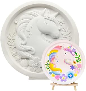 BYVUTE Ready to Paint Ceramic, Your Own Table Paintable Unicorn Statues Decoration Unpainted DIY Ceramic Figurines for and Adults Arts and Crafts, Round
