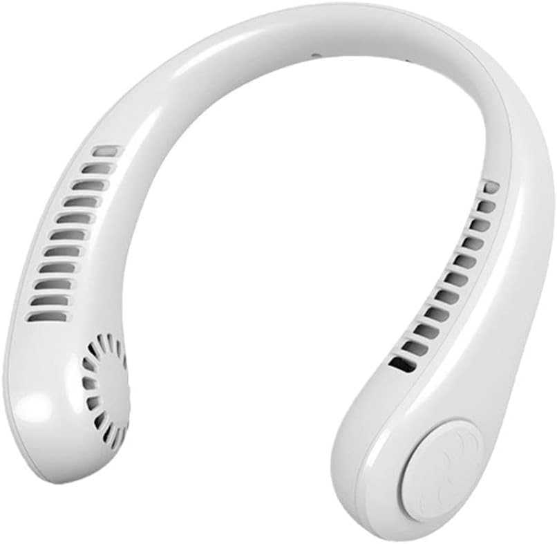 Ventilador de Cuello Silencioso, Mini Ventilador Portátil Sin Hojas con 3 Velocidades para Senderismo, Viajes y Camping, Diseño Manos Libres y Seguro para Niños, Refrigeración de 360°