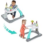 Kolcraft Tiny Steps 2-in-1 Foldable Infant and Baby Push Walker with Wheels, Seated or Walk-Behind Design, Entertaining Developmental Activities for Boys and Girls, Wide and Sturdy Frame - Bubbles