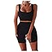 XUNN Set da allenamento da donna, 2 pezzi, tuta da ginnastica, fitness, yoga, set Ribbed Stretchy, top + leggings, abbigliamento sportivo, yoga, abbigliamento da jogging palestra B-nero XXL
