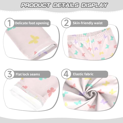 Butterfly Silhouette Girls Leggings,Workout Leggings for Girls Toddler Athletic Leggings Size for 3-10T3