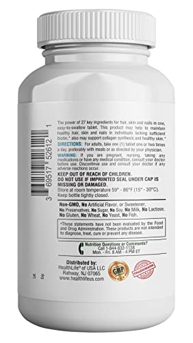 365 Health Skin, Nails & Hair, Advanced Formula, 120 Tablets - Supports Collagen For Hair, Nail And Skin Health - Provides Zinc, Vitamin C & Non Gmo, Vegan, Gluten & Dairy Free - 120 Servings #TOP2