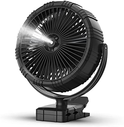 YONHISDAT Misting Fan Rechargeable 10000mAh Battery, 8-inch Mister Fan with Clip– 3 Speeds with Timer Function, 360° Rotatable Spray Fan for Camping, Home Office, Jobsite