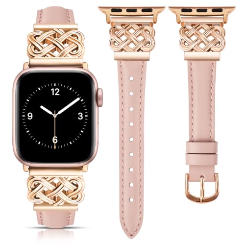 TOYOUTHS Celtic Knot Leather Strap Compatible with Apple Watch Bands Women