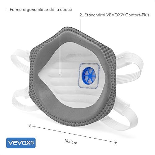 VEVOX® Masque FFP3 – Lot de 5 – Masques travaux, chantier et bricolage – vue 8
