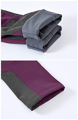 donhobo Damen Gefüttert Winterhose Softshellhose Wanderhose Warm Funktionshose Wasserabweisende Atmungsaktive Strapazierfähige Outdoorhose (Lila, M)