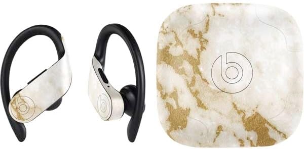 Skinit Decal Audio Skin Compatible with PowerBeats Pro - White Marble Design