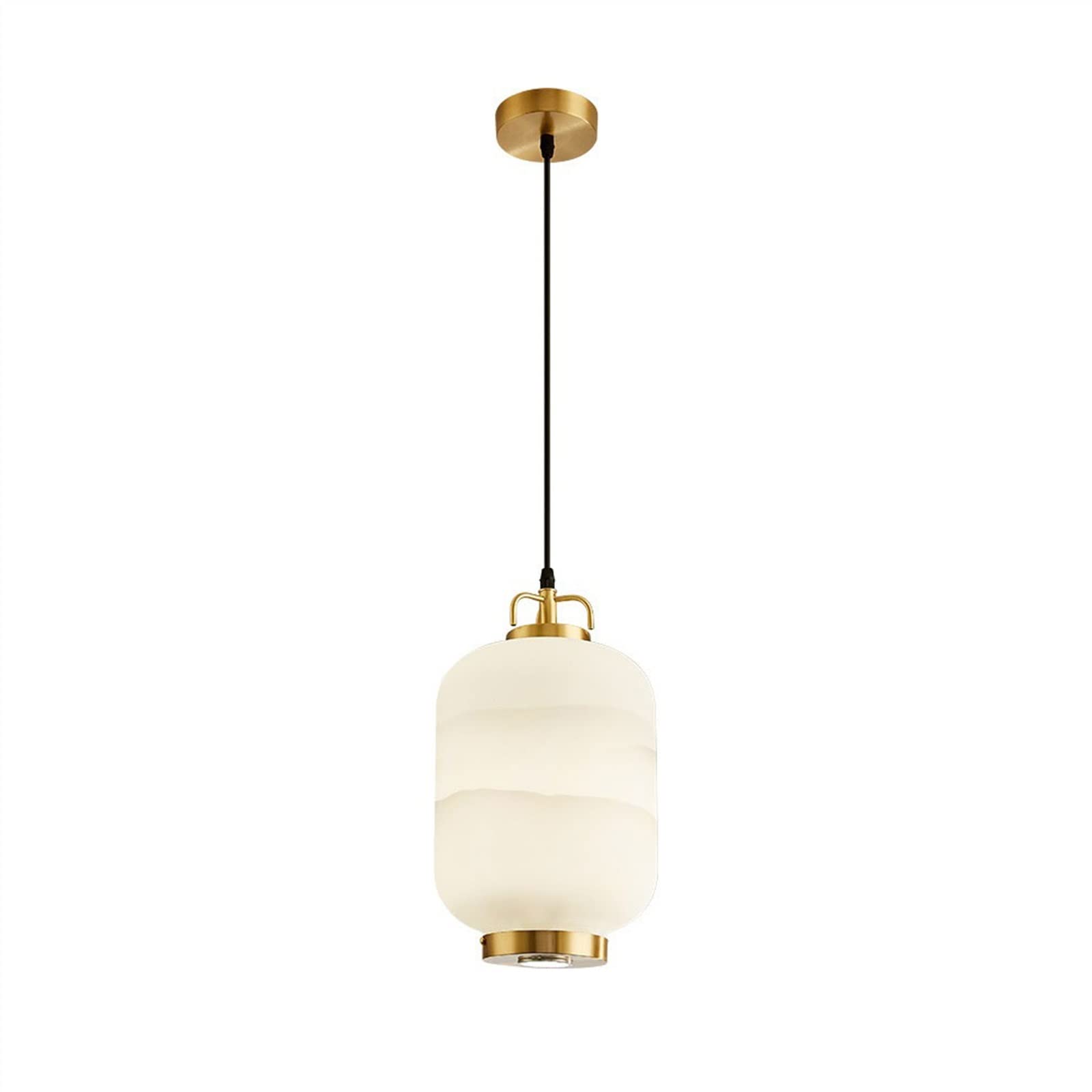 Yinj9562fg Chandeliers Creative Lantern Shaped Chandelier Light Luxury Copper Restaurant Bar Counter Lighting Lamps Glass Lampshade Living Room