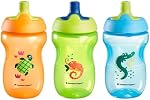 Tommee Tippee Sporty Bottle, 10oz Sippy Cups for Toddlers 1-3, Spill-Proof, Bite Resistant Spout, Easy to Hold Design, BPA Free, Pack of 3, Orange, Green and Blue