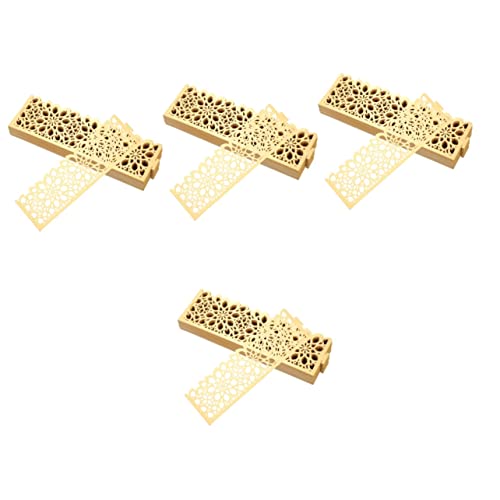 Stobaza 200 Pcs Ring Events Metallic Year Lace Bands Gold Buckles Foil Decors For Golden Decorative Vintage Cut Rings Self Banquet Dinner Services New Napkin Tissue Band Disposable Hollow #TOP24
