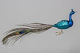 Christbaumschmuck Pfau blau Weihnachtsbaumschmuck Glas - Vogel mundgeblasen Lauscha