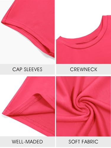 Image of Imily Bela Girls Short Sleeve T Shirts Crew Neck Cap Sleeve Tank Tops Casual Loose Summer Shirt Kids 5-14 Years
