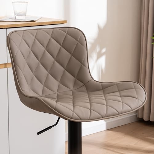 YOUNIKE Kitchen Counter Bar Stools Set of 2 with Backs Swivel Adjustable Height Bar Chairs PU Faux Leather Upholstered Barstools with Metal Footrest Mid-Century Modern Breakfast Island stools Khaki by YOUNIKE - Image 6