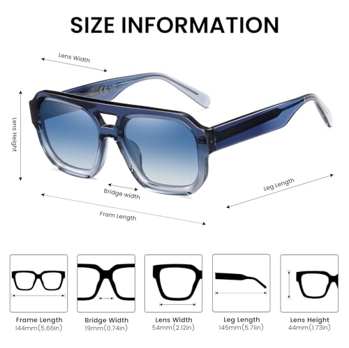 Image of DUCO Retro Square Aviator Sunglasses for Women Men Classic Vintage Trendy 70s Shades UV protection Sun Glasses DC2358