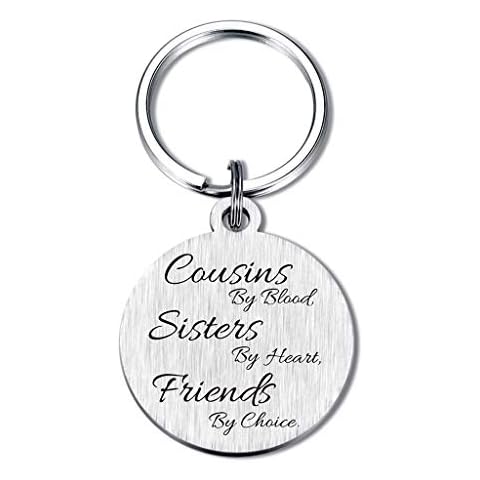 TANGWISH Cousin Gifts for Women, Cousins By Blood Sisters by Heart Friends By Choice Keychain, Birthday Gifts for Cousin Female Cover