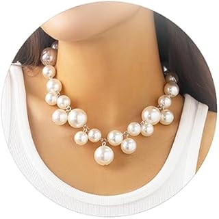 Pearl Choker Necklace for Women Gold Beaded Necklace for Girls Big Pearl Statement Necklace Chunky Pearl Necklace Faux Pearl Choker Necklace Jewelry Gift