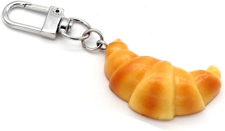 KIFEDSLJ Simulation Food Keychain Croissant Hamburger Sandwich Cupcake Keyring for Handbag Purse Jewelry