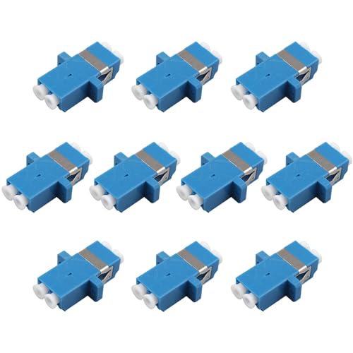 Jopto Glasfaser Adapter LC auf LC UPC Duplex Glasfaserkoppler Netzwerk Internetanschluss Kupplung (Blau, 10er Pack)