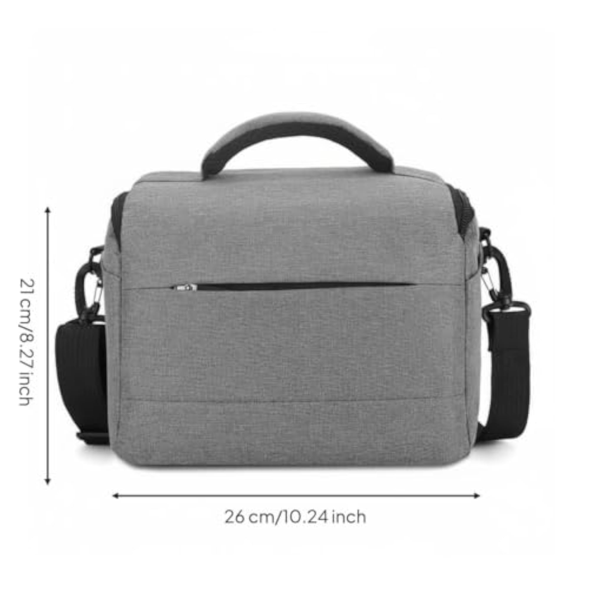 Lined Camera Shoulder Bag with Front Pocket, Gray