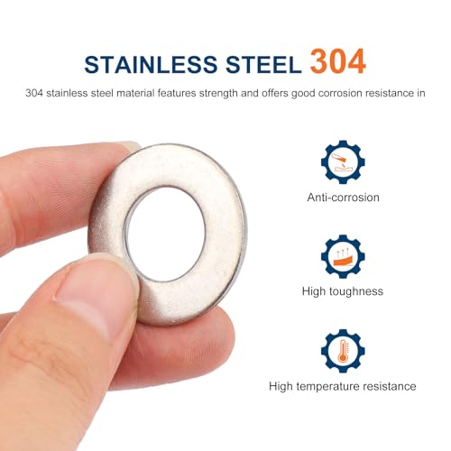 LordHardware 1/2'' Flat Washers OD 1-1/16'' 304 Stainless Steel Washers SAE Metal Washers,Pack of 50