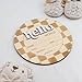 Baby Announcement Sign 6.5 Inch Wooden Hello World Newborn Welcome Sign Birth Name (Checkered)