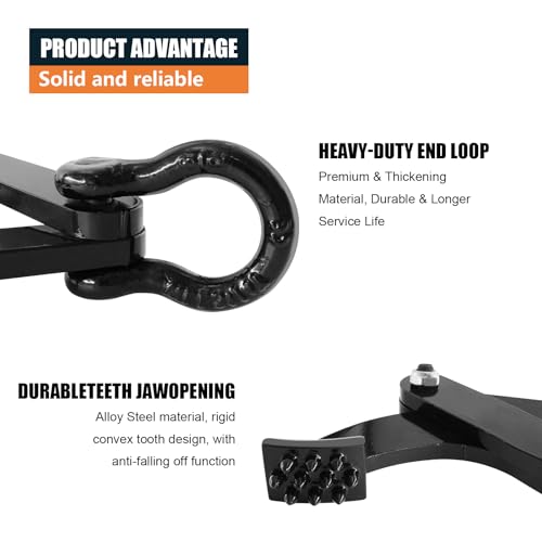 SALUINOKI Pallet Puller Clamp 8800lbs 4 Ton Tree Puller Tool, Stump Puller, Pallet Grabber Black, Compatible with Chain/Strap with Hooks for Lifting/Pulling by SALUINOKI - Image 3