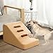 Dog Steps Ramp for Easy Access to Furniture with Gentle Incline, Khaki 3 Step