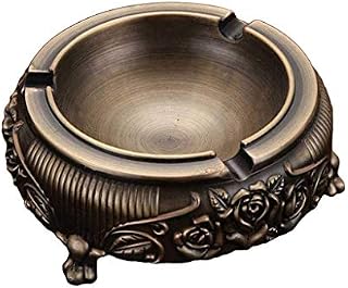 FFLJT Vintage Metal Ashtray Tabletop Ashtray with Embossed Flower for Cigarettes Indoor Outdoor