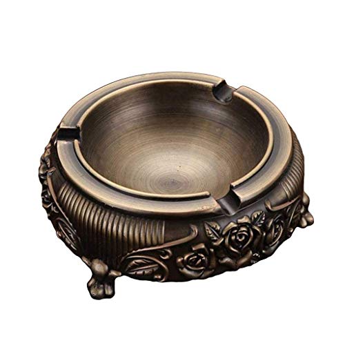 FFLJT Vintage Metal Ashtray Tabletop Ashtray with Embossed Flower for Cigarettes Indoor Outdoor
