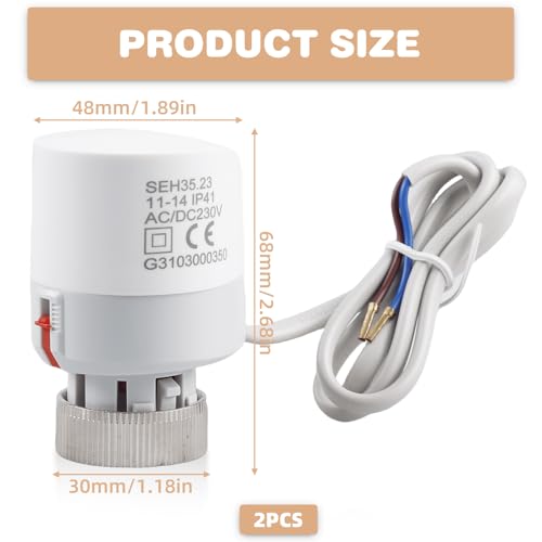 BORDEAG Actuador Térmico de Alto Rendimiento: 2 Unidades Actuador Térmico Eléctrico, Funcionamiento Confortable, Para Calefacción por Suelo (230V, M30x1,5, Blanco) - imagen 2