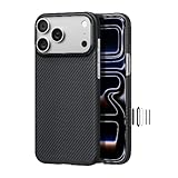 pitaka for iPhone 17 Pro Max Case 6.9' with Camera Control Button, Compatible with MagSafe, Ultra-Slim Case with Caseless Touch Feeling, 600D Aramid Fiber Woven, Black/Grey(Twill)