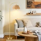 Ambimall 60 Inch Gold Boho Rattan Floor Lamp